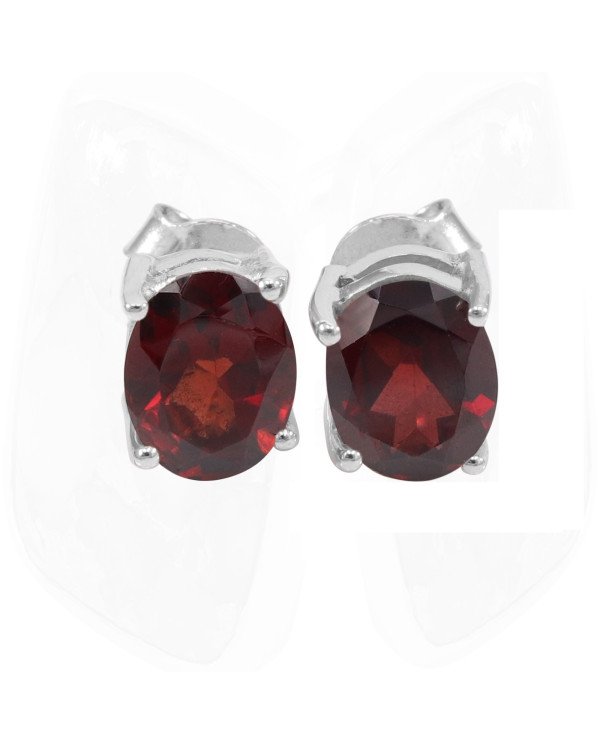 Garnet 925 Sterling Silver January Birthstone Stud Earrings