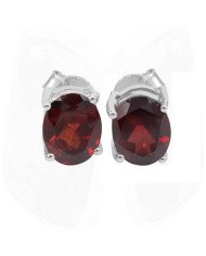 Garnet 925 Sterling Silver January Birthstone Stud Earrings