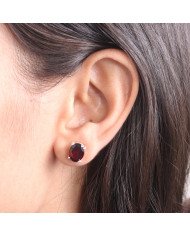 Garnet 925 Sterling Silver January Birthstone Stud Earrings
