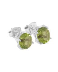 925 Sterling Silver Peridot August Birthstone Stud Earrings