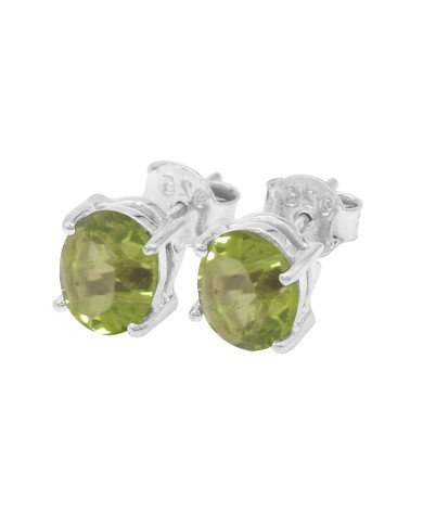 925 Sterling Silver Peridot August Birthstone Stud Earrings