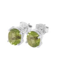 925 Sterling Silver Peridot August Birthstone Stud Earrings