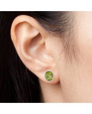 925 Sterling Silver Peridot August Birthstone Stud Earrings