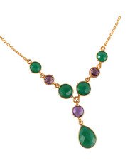 Green Onyx Necklace Amethyst Necklace Gold Vermeil Cluster Necklace