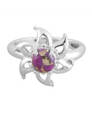 Purple Copper Turquoise Ring 925 Sterling Silver Gemstone Ring