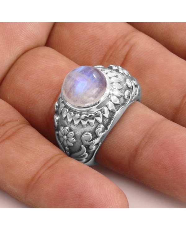 Rainbow Moonstone Gemstone 925 Solid Sterling Silver Designer Ring