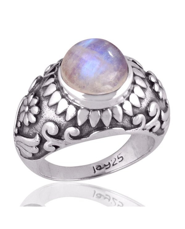 Rainbow Moonstone Gemstone 925 Solid Sterling Silver Designer Ring