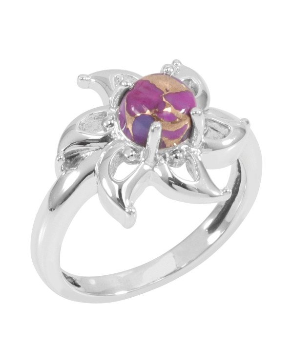 Purple Copper Turquoise Ring 925 Sterling Silver Gemstone Ring