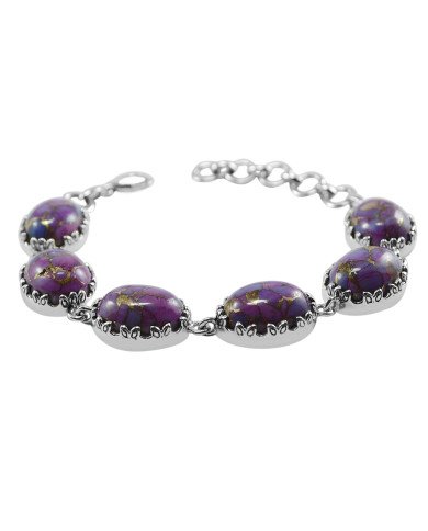 Purple Copper Turquoise Bracelet Handmade Bracelet 925 Sterling Silver Bracelet