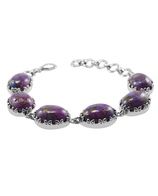 Purple Copper Turquoise Bracelet Handmade Bracelet 925 Sterling Silver Bracelet