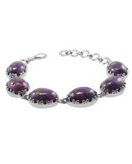 Purple Copper Turquoise Bracelet Handmade Bracelet 925 Sterling Silver Bracelet