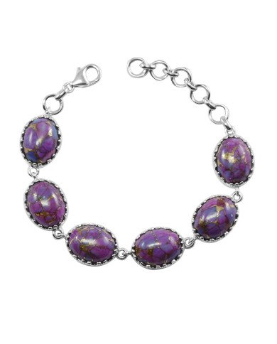 Purple Copper Turquoise Bracelet Handmade Bracelet 925 Sterling Silver Bracelet