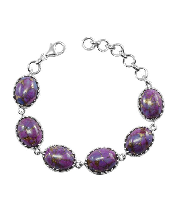 Purple Copper Turquoise Bracelet Handmade Bracelet 925 Sterling Silver Bracelet