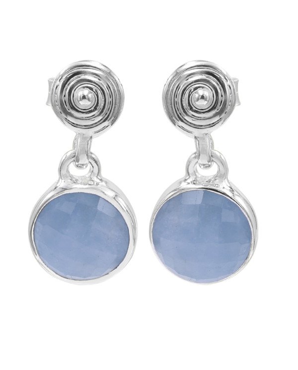 Aquamarine Drop Stud Earrings 925 Sterling Silver Handmade Jewelry