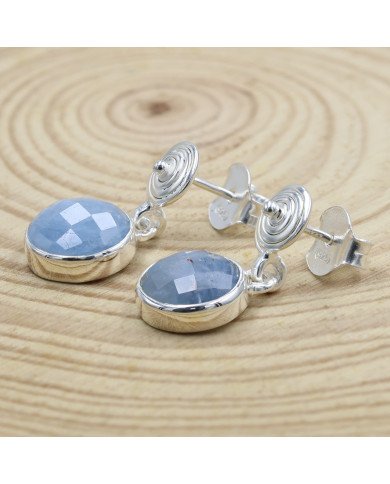 Aquamarine Drop Stud Earrings 925 Sterling Silver Handmade Jewelry