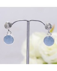 Aquamarine Drop Stud Earrings 925 Sterling Silver Handmade Jewelry