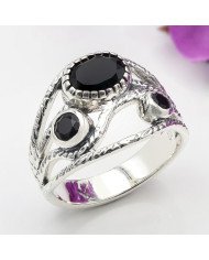 Black Onyx gem ring 925 sterling silver ring solitaire silver ring.