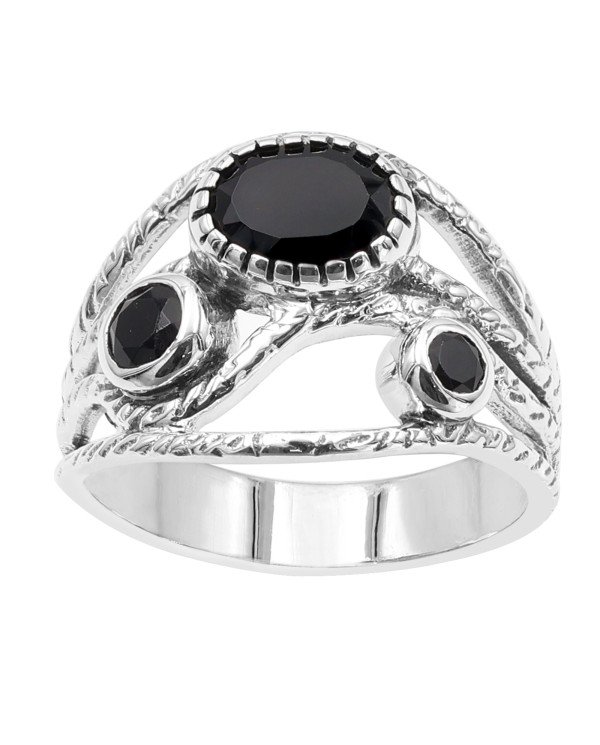 Black Onyx gem ring 925 sterling silver ring solitaire silver ring.