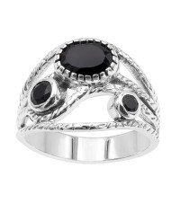 Black Onyx gem ring 925 sterling silver ring solitaire silver ring.