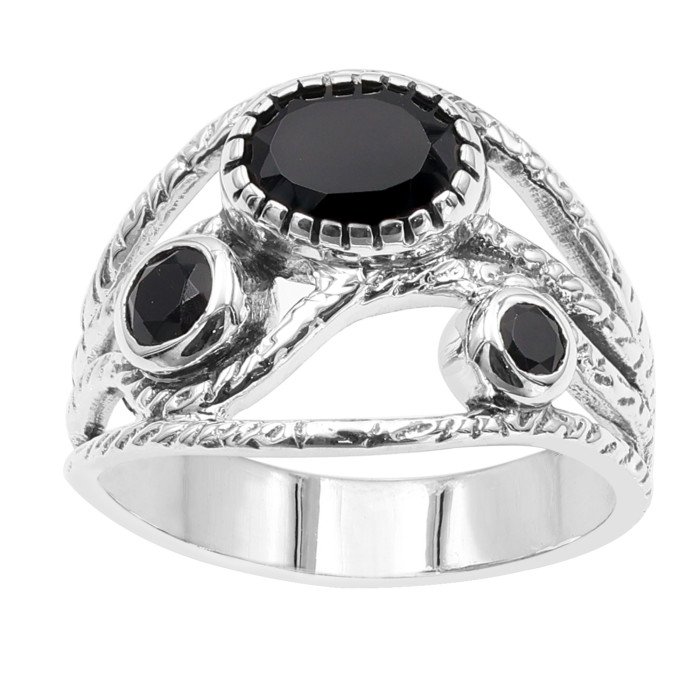 Black Onyx gem ring 925 sterling silver ring solitaire silver ring.