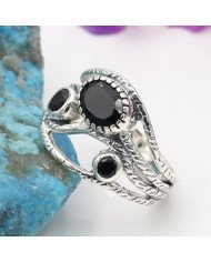 Black Onyx gem ring 925 sterling silver ring solitaire silver ring.