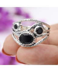 Black Onyx gem ring 925 sterling silver ring solitaire silver ring.