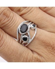 Black Onyx gem ring 925 sterling silver ring solitaire silver ring.