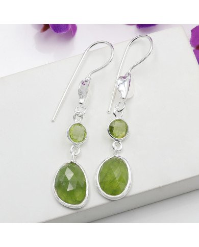 August Birthstone Earrings 925 Sterling Silver Earrings Peridot Earrings