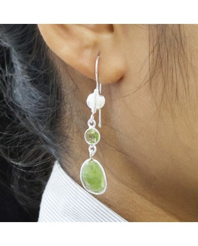 August Birthstone Earrings 925 Sterling Silver Earrings Peridot Earrings