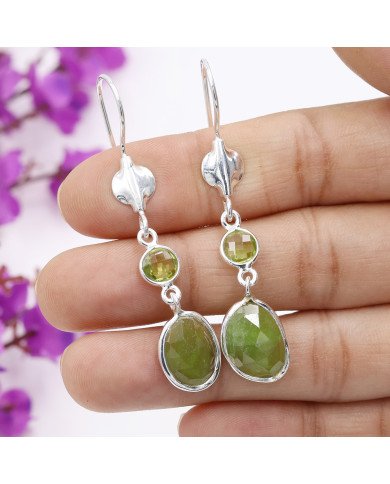 August Birthstone Earrings 925 Sterling Silver Earrings Peridot Earrings