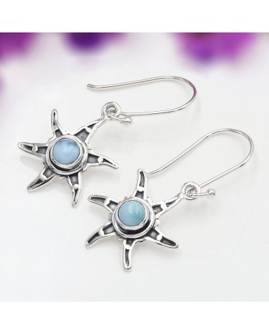 Larimar Earrings Dangle drop Earrings 925 Sterling Silver Earrings