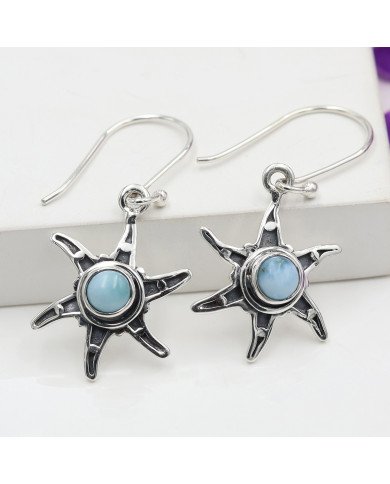 Larimar Earrings Dangle drop Earrings 925 Sterling Silver Earrings