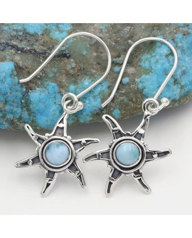 Larimar Earrings Dangle drop Earrings 925 Sterling Silver Earrings