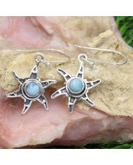 Larimar Earrings Dangle drop Earrings 925 Sterling Silver Earrings