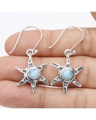 Larimar Earrings Dangle drop Earrings 925 Sterling Silver Earrings