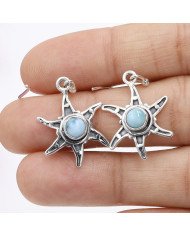 Larimar Earrings Dangle drop Earrings 925 Sterling Silver Earrings