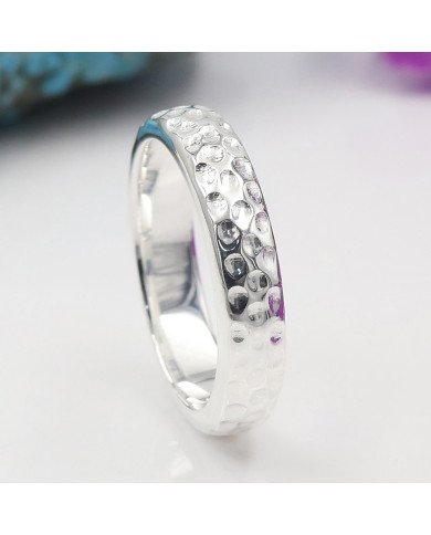 Hammered 925 Sterling Silver Band Ring Handmade Jewelry