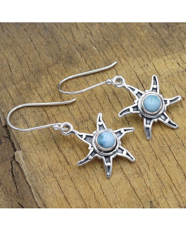 Larimar Earrings Dangle drop Earrings 925 Sterling Silver Earrings