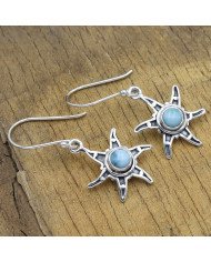 Larimar Earrings Dangle drop Earrings 925 Sterling Silver Earrings