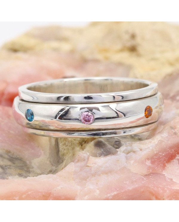 Sterling Silver Spinner Handmade Silver Meditation Anxiety Ring