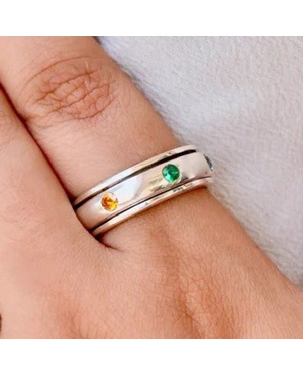 Sterling Silver Spinner Handmade Silver Meditation Anxiety Ring