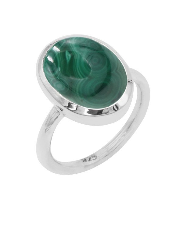 Malachite gem ring 925 sterling silver ring solitaire silver ring.