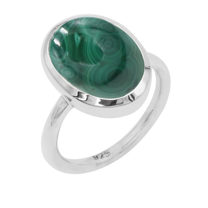 Malachite gem ring 925 sterling silver ring solitaire silver ring.