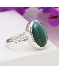 Malachite gem ring 925 sterling silver ring solitaire silver ring.