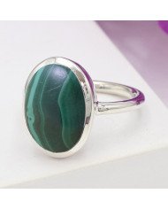 Malachite gem ring 925 sterling silver ring solitaire silver ring.