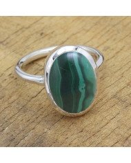 Malachite gem ring 925 sterling silver ring solitaire silver ring.