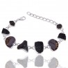 Tektite Amonite and Shark Tooth Fossil Mens Bracelets Silver Bracelet