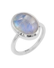 Elegant 925 Sterling Silver Rainbow Moonstone Oval Cut Statement Ring for Her