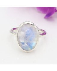 Elegant 925 Sterling Silver Rainbow Moonstone Oval Cut Statement Ring for Her