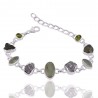 Green Kyanite Meteorite Moldavite Silver Bracelets for Women